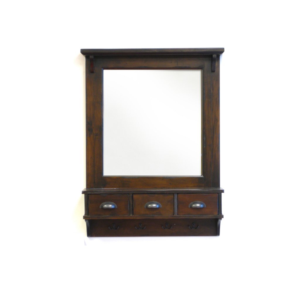 Proman ProductsBombay Wall Mirror w/Drawer Storage & Hooks