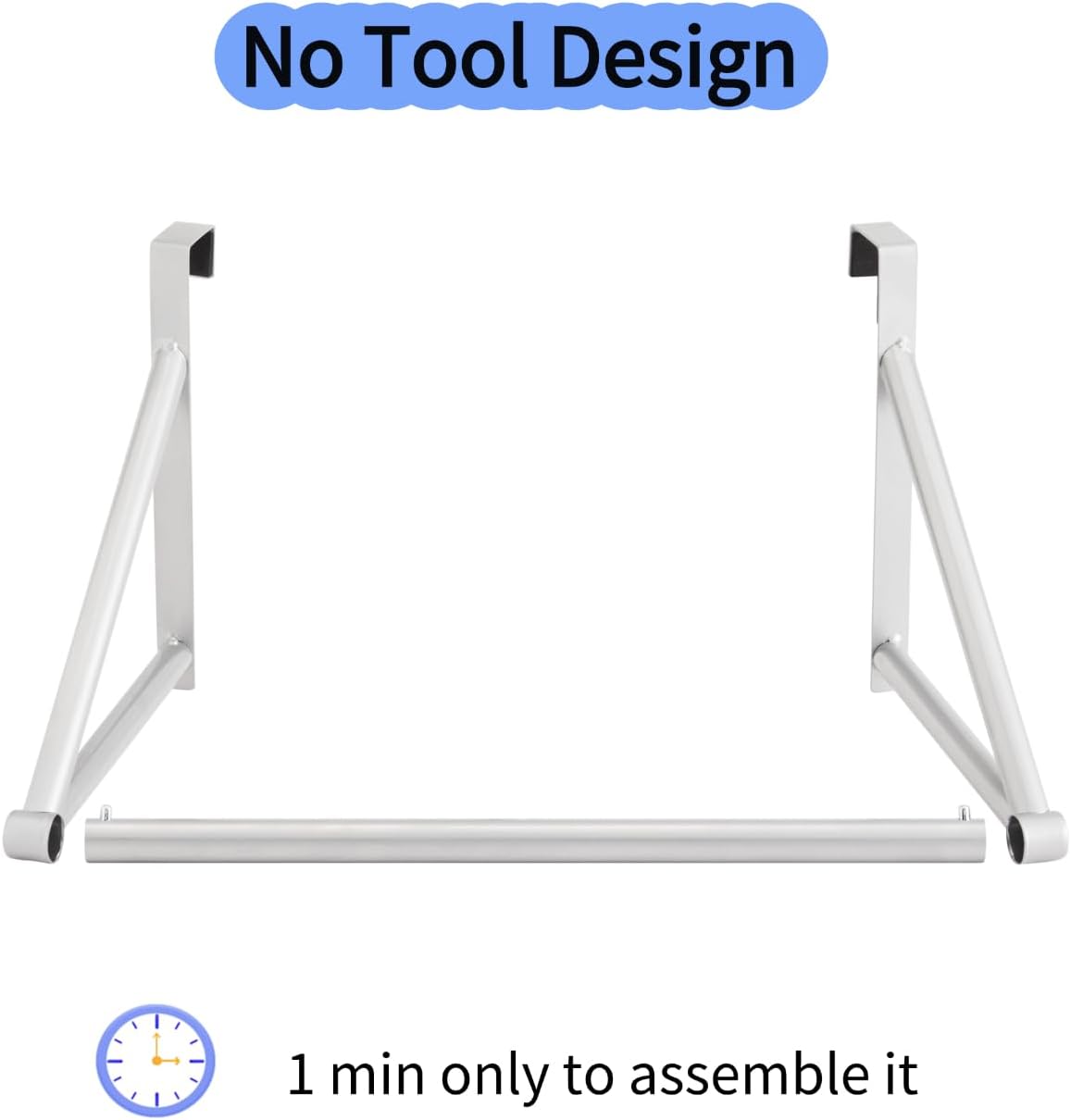 Over The Door Clothes Drying Rack, Silver Metal Hanger with 6 Hooks