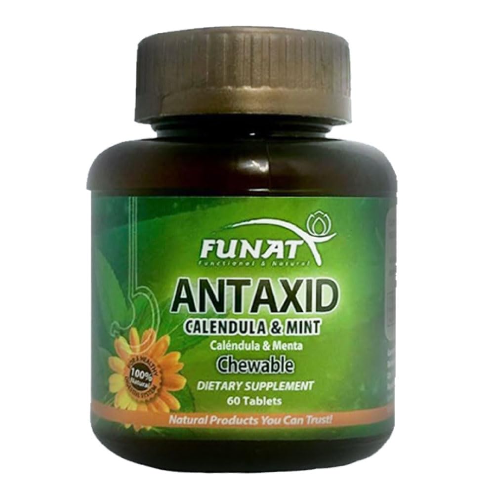 FUNAT Antaxid Chewable Tablets with Calendula & Mint - Occasional Reflux & Heartburn - 60 Tablets