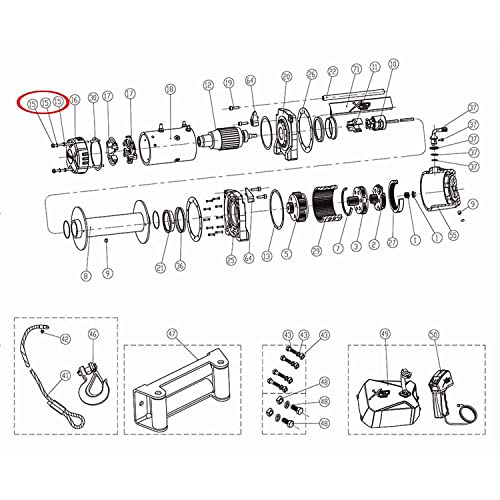 Smittybilt 97412-15 Winch Long Bolt Hardware Set For XRC-12K GEN2 Winch PN[97412] Winch Long Bolt Hardware Set