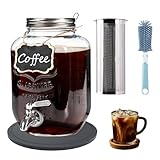 Cold Brew Coffee Maker With Silicone Mat, Cold Brew Pitcher,1 Gallon Glass...