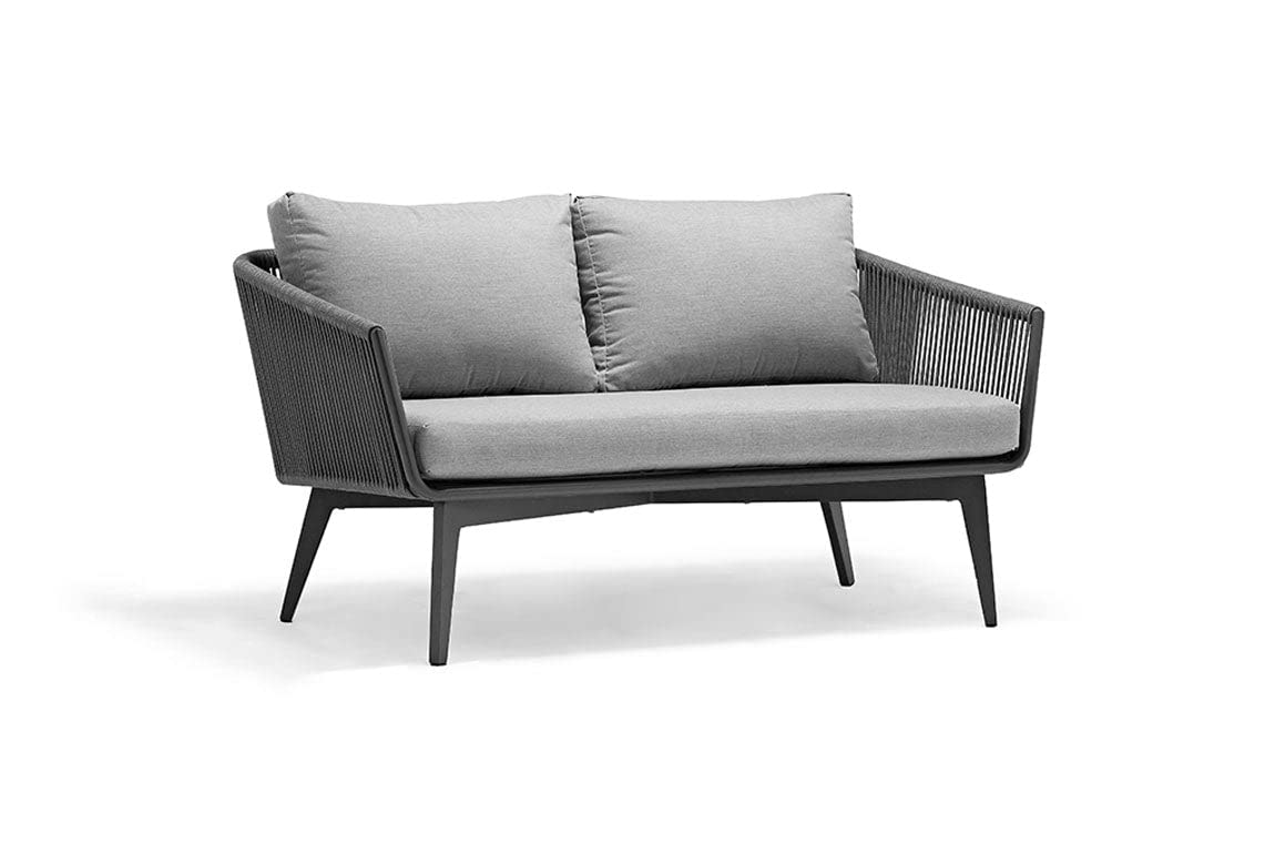 Egizmo 2 Seater Sofa Rope Woven Sofa Metal Frame Sofa for Outdoor / 2 Seater Sofa for Garden Grey Color-image-24