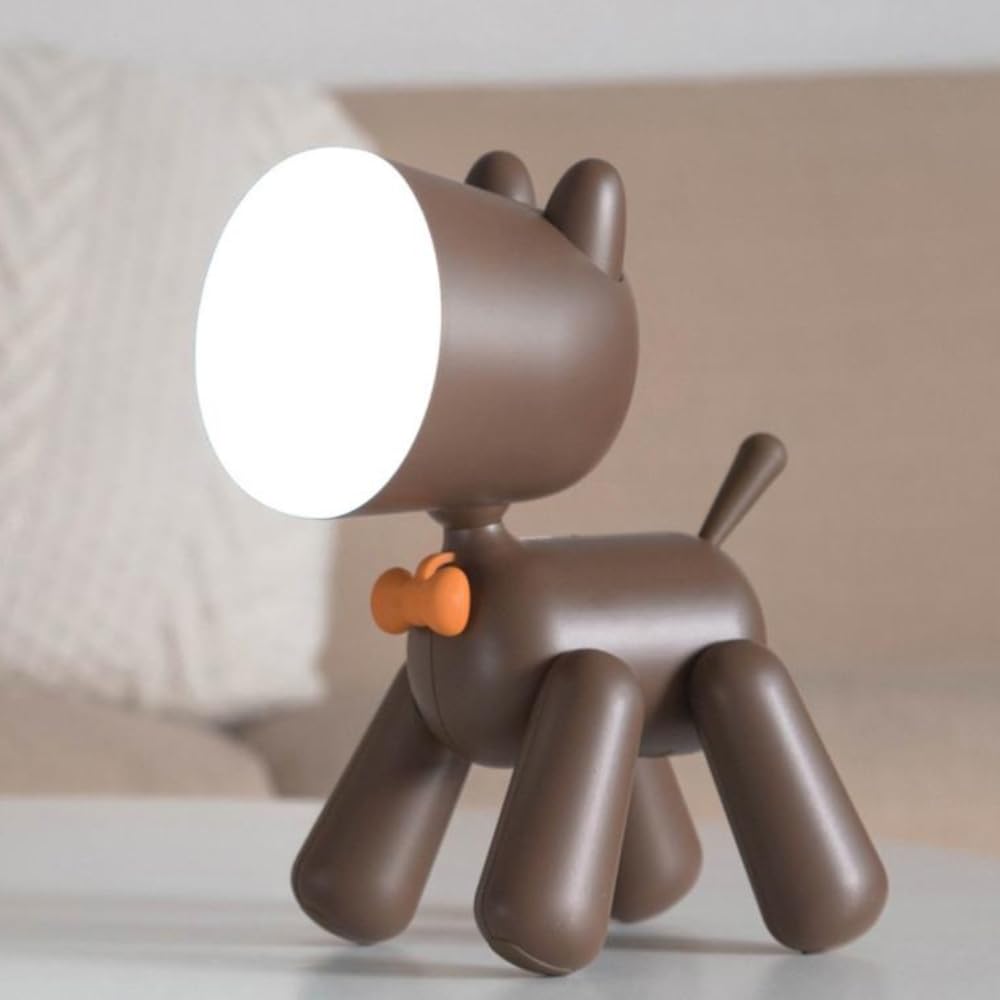 SHOP-STORY Veilleuse LED Chien Marron Rechargeable – Lampe de Chevet Enfant avec 2 Intensités d’Éclairage et Batterie Intégrée
