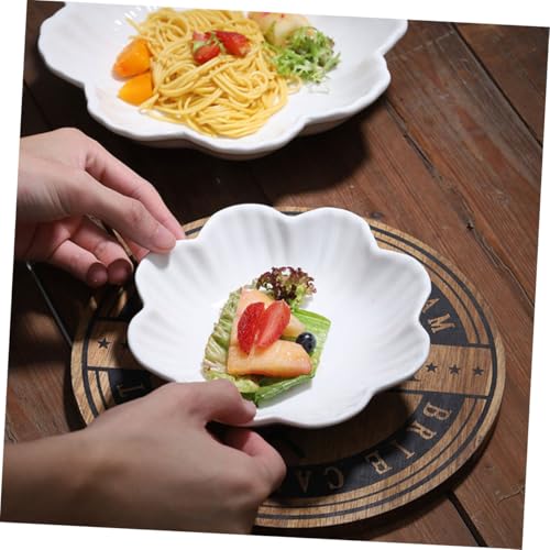 Assiette céramique fleur plate de service en grès résistant - 7