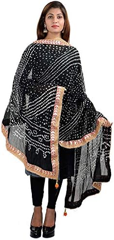Jaipuri Rajasthani Silk Bandhani Bandhej Heavy Dupatta with Gota Work and latkan
