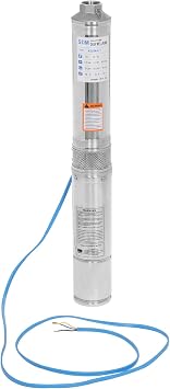 1HP Deep Well Pump 3420rpm 110V, 60Hz Stainless Steel Submersible Well Pump 223.1ft Head Well Water Pump for Irrigation, Industrial & Home Use