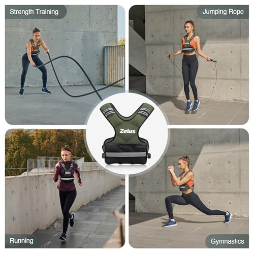 Image of ZELUS Weighted Vest for Men and Women | 4-10lb /11-20lb /20-32lb Vest with 6 Ironsand Weights for Home Workouts | Adjustable Body Weight Vest Exercise Set for Cardio and Strength Training