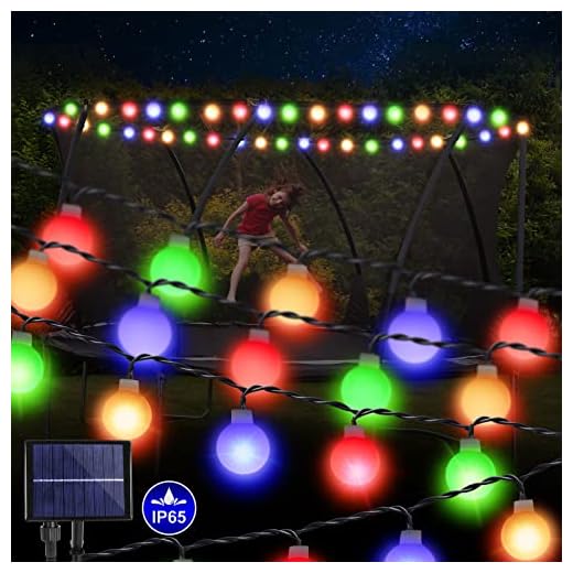 Tequie Waterproof 39.3Ft Trampoline Lights, Trampoline LED Lights Solar Powered for 12Ft, 10Ft, 8Ft, 6Ft, 5Ft Trampoline - Outdoor Game Trampoline Accessories, Good Gift for Kids.