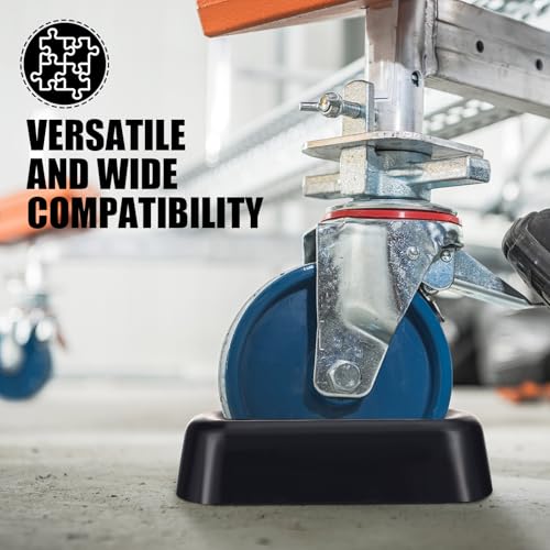 Image of Threehoney 2 Pcs Jack Wheel Chock Rubber Caster Trailer Jack Caster Wheel Dock Heavy Duty 6 Inch Stabilizer Single Stopper Transport for Travel Trailer Cargo Camper Boat Roller Stopper