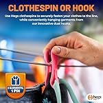 The Smartest Heavy Duty Clothespins with Hooks (24 Pack Orange, Pink, Blue) - Hang 3 Garments at Once with Our Tough, Dual Hooks Clothes Pins with Anti-Rust Spring - Tough, Colorful Clothespins - Image 3