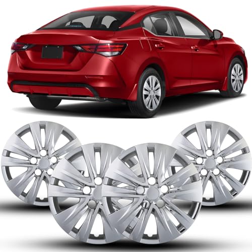 Image of Winjet 16 Inch Premium Hubcaps Replacement for Nissan Sentra 2020-2025 Wheel Rim Covers, [Only Fit Iron Hub & Steel Wheel] Snap On Installation (16 Inch Pack of 4, Chrome)