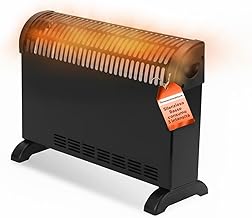 Wintem Kenya 2000W Electric Floor Heater Convector Heater Quiet Home Heater with Adjustable Thermostat and Overheating Protection, Ideal as a Low Consumption Stove (Black)