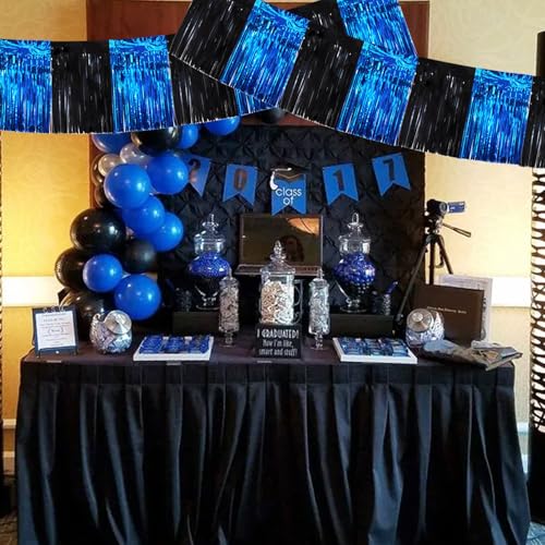 Image of BEISHIDA 3 Packs Metallic Foil Fringe Garland Black Blue Wall Hanging Tinsel Fringe Banners for Car Floats Bridal Shower Wedding Birthday Easter Graduation Holiday Party Decoration(30 Feet)