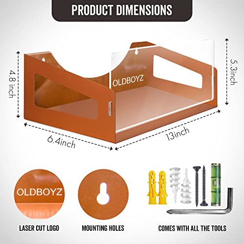 Oldboyz Vinyl Record Holder - Wall Mount Vinyl Record Storage Display Shelf - Vinyl Wall Stend- Fits Up To 35 12”Lp Albums - Powder-Coated Steel- Copper #TOP4