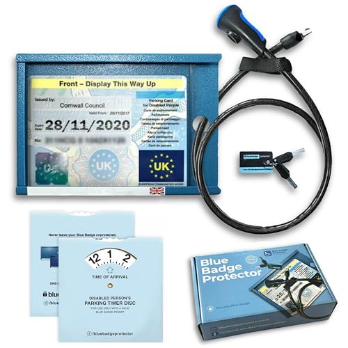 Anti Theft Blue Badge Disabled Holder Lock Security Protector Device for Car with Timer Clock - Disability Parking Secure Wallet Guard via Steering Wheel