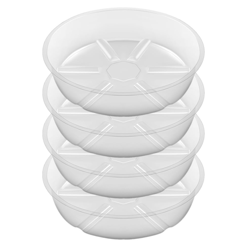 4Pack Clear Plant Saucer 10Inch Plastic Plant Saucers Thicker Plant Tray Flower Pot for Indoor Outdoor Garden