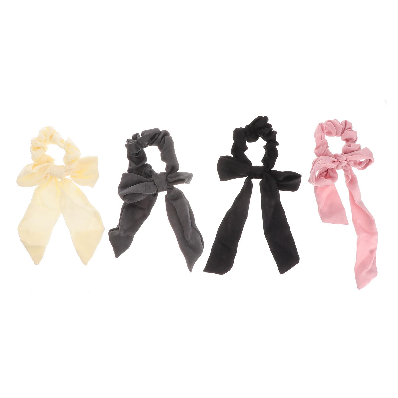 Lurrose 4Pcs Satin Hair Scrunchies Bow Hair Band Bowknot Ponytail Holders Ribbon Hair Accessories for Women Girls