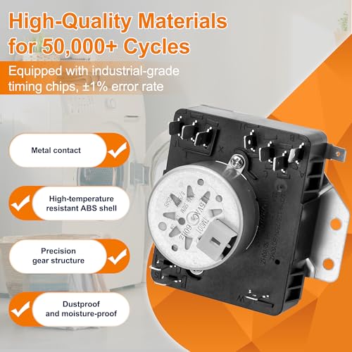 Image of WGD4800XQ1 WGD4815EW2 MGDC215EW2 MGDC300BW1 WGD4800XQ4 WGD4800BQ2 WPW10185981 W10185981 Dryer Timer Fit for Whirlpool Kenmore Maytag 115VAC 60Hz Replace 418-095-20-B5 by Cenipar