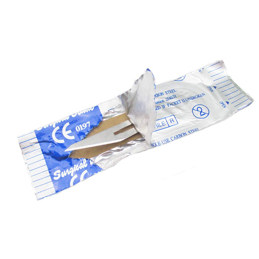 100 pz sterili # 11 lame chirurgiche mediche, rasoio a lama singola per dentale, dermaplaning, dissezione, podologia, toelettatura professionale, rimozione dell'acne