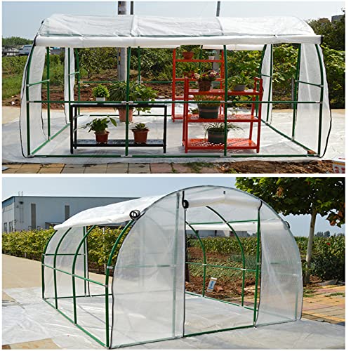 Sanjiang Large Grow Tunnel Garden Polytunnel Greenhouse With Reinforced Cover Heavy Duty Galvanized Steel Frame Garden Grow House,6X2.5X2M #TOP1
