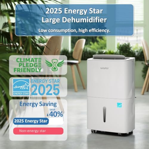 Image of Waykar 140 Pints Energy Star Dehumidifier for Basement up to 6,500 Sq. Ft. | Self-Drying, 1.85-Gallon Water Tank with Drain Hose, Ideal for Commercial and Industrial Room, Warehouse, Storage, Garage