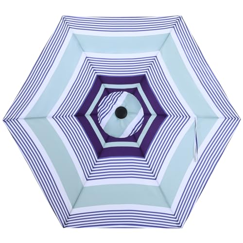 Image of MASTERCANOPY Patio Umbrella 7.5 ft Replacement Canopy for 6 Ribs-Navy and Green Stripe Canopy Only