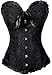 Zanuce Women's Sexy Satin Boned Lace Up Overbust Plus Size Corsets Bustier Black X-large