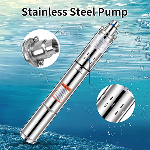 Mxtsta Deep Submersible Well Pump, 0.33Hp 220V, Max Flow 4.4Gpm Max Height 263Ft 2960Rpm Stainless Steel Water Pump, 1“ Outlet Pump For Home Garden Irrigation #TOP4