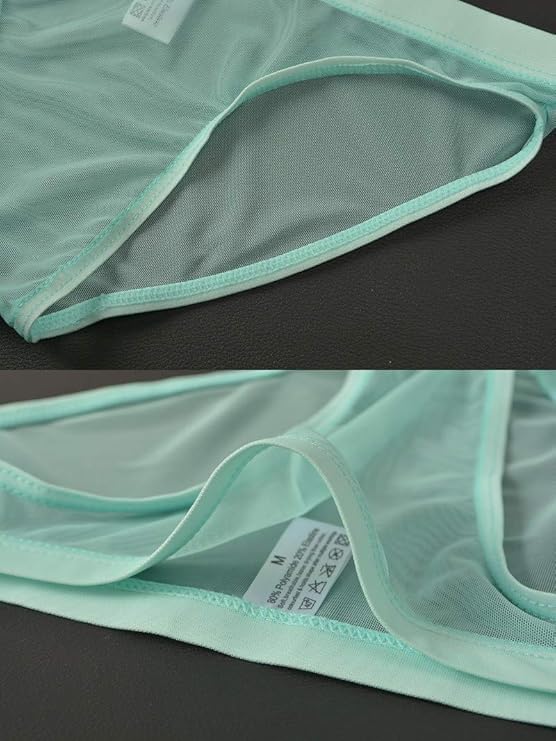Men's Transparent No Pouch Underwear Ultra Thin Mesh Breathable Triangle Briefs Sexy See Through Trunk Thongs4