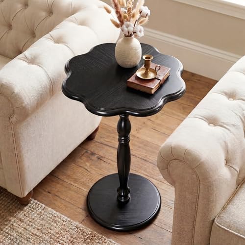STO'SENSE Black Round Side Table,Drink Table for Small Spaces,Mid-Century Modern...
