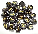 WholesaleGemShop Edelstein schwarzer Obsidian Rune Set mit Samtbeutel