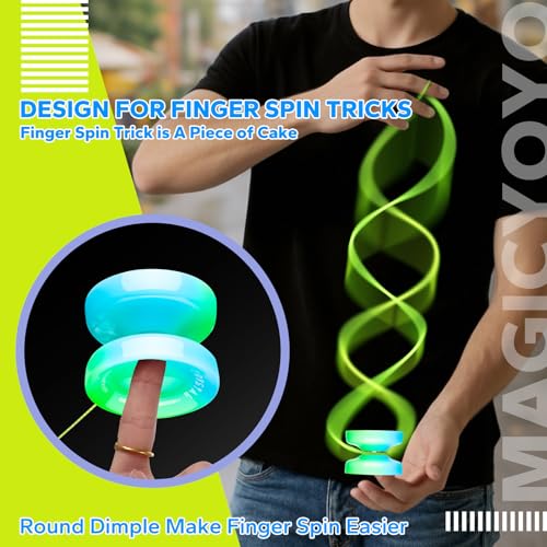 Image of MAGICYOYO K2 Professional Yoyo with Finger Spin Function, Responsive Yoyo for Kids 8-12, Dual Purpose Trick Yo yos for Adults with KK Bearing, Yo-yo Strings, Yo yo Glove & Bearing Kit (Blue Green)
