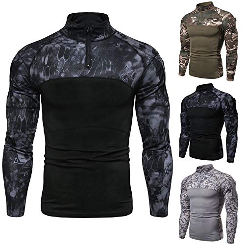 Camisa táctica de manga larga con cremallera 1/4 para hombre con bolsillos de combate militar 5