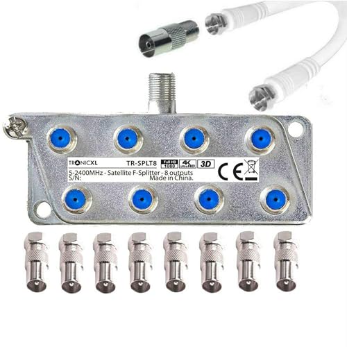 TronicXL 8-Fach 4K IEC Verteiler Antennenverteiler TV Kabel Adapter Kabelfernsehen 8er DVBC zb f&uuml;r Unitymedia Vodafone Netcologne SAT Splitter hd tauglich digital Unicable Verteilerdose 8fach BK CATV
