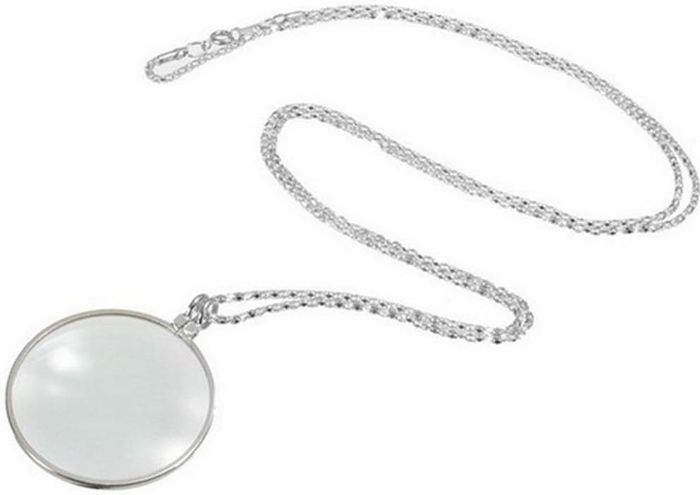 Neigemanna - Lupa con colgante óptico, joya, para leer y aumentar la visión, aumento 5X, color plata