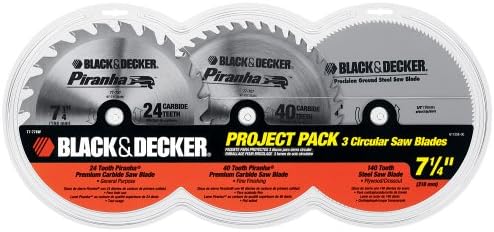 Black & Decker 77-778W 3 Blade Project Pack with 7-1/4-Inch 24 Tooth Combination Blade, 40 Tooth Combination Blade, and 40 Tooth Paneling and Plywood Blade