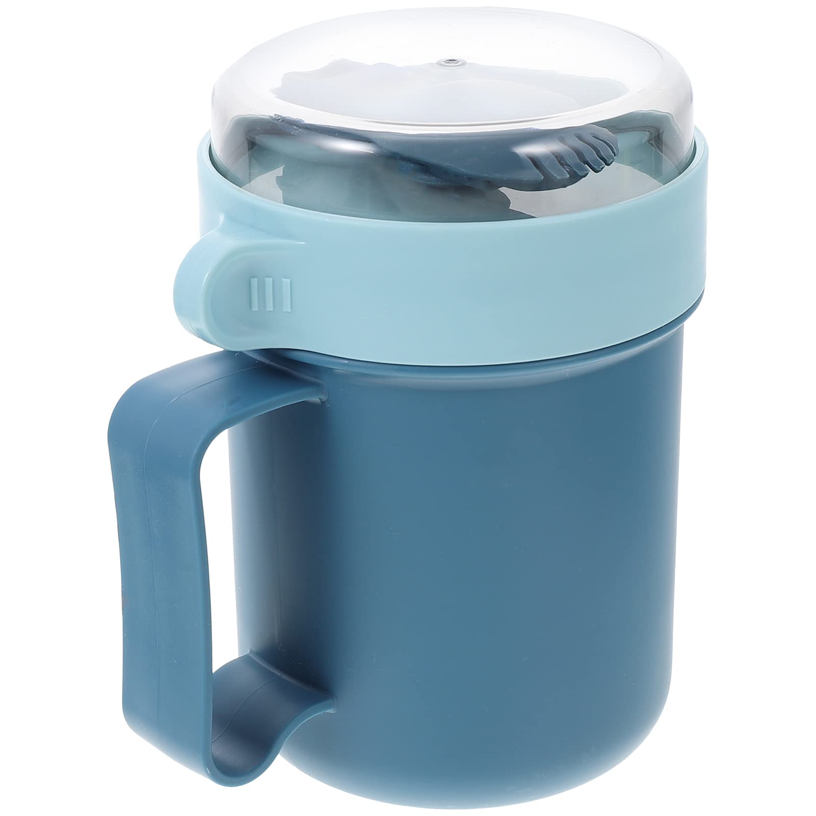 HEMOTON 1 Set Insulated Food Container with Spoon Breakfast Cup Porridge Cup Portable Hot Soup Jar Oven Milk Cup Cereal Cup Pot for Home School Office Picnic Travel Dark Blue