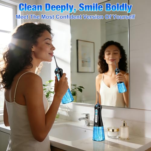 Image of Water Dental Flosser Pick for Teeth: Cleaning and Flossing with 3 Mode from 30-100 Psi, Ipx7 Waterproof Portable Rechargeable Cordless Oral Irrigator for Adults Braces and Dental Care Home Travel