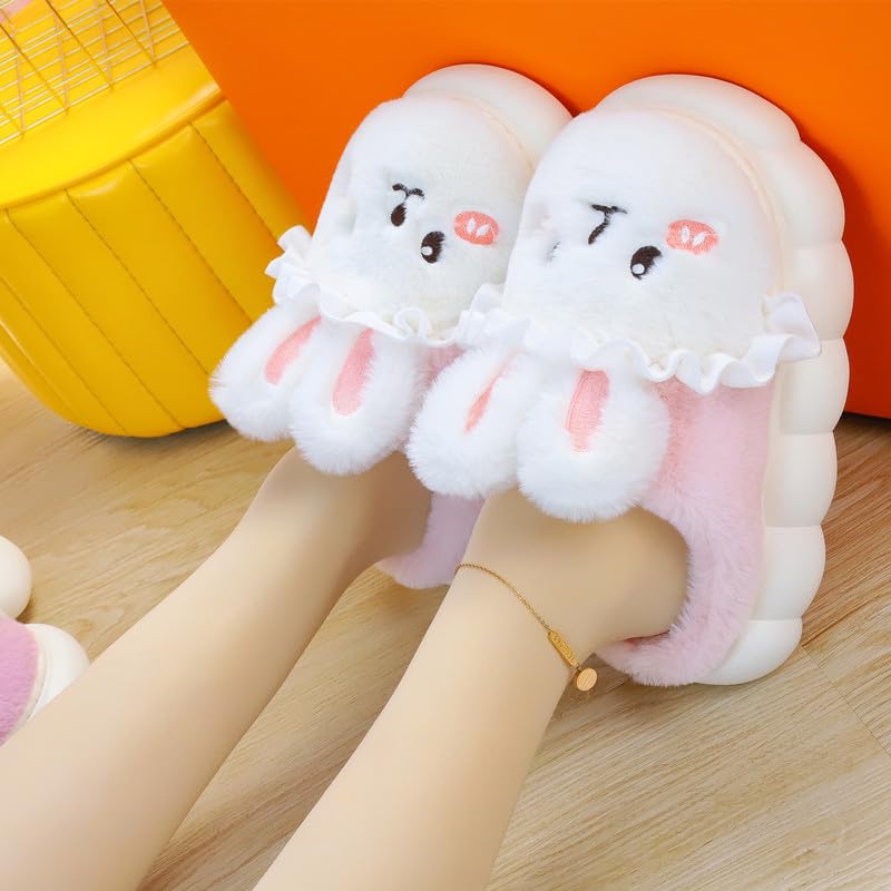 Cartoon Cute Rabbit Soft Cute Cute Plush Slippers, Heel Wrapped Cotton Slippers,Animal Home Shoes2