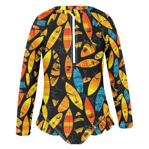 ALAZA Toddler Swimsuit Girl Bathing Suit Swimwear Rash Guard Surfboard Long Sleeve 3T2