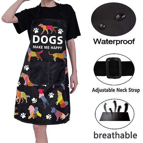 BNQL Cute Dog Apron - Waterproof & Puppy-Safe for Groomers Trainers, Cooking & Dog Lovers - Happy Color, Dogs Make Me Happy Color - Image 4