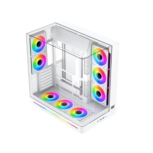 XIGMATEK Pano II E-ATX Boîtier tour moyenne avec verre trempé incurvé monobloc, 8 ventilateurs ARGB de 120 mm et boîtier de télécommande PWM, support vertical pour GPU inclus (EN48425))