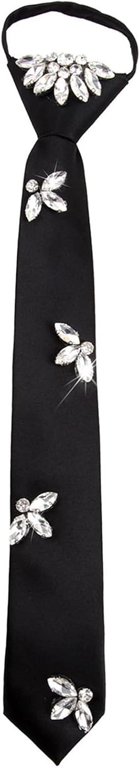 Luxurious Rhinestones Studded Tie Polyester Fabric Girls School Uniforms Accessories Preepy Look Sparkling Polyester Necktie