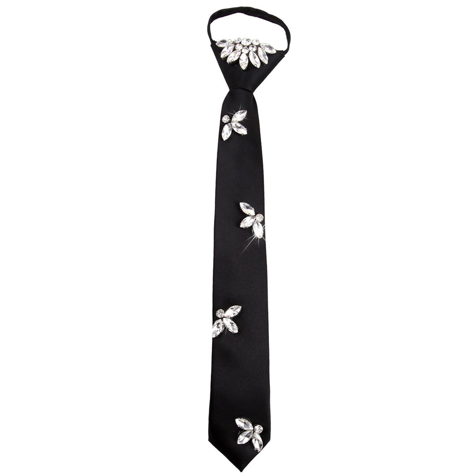 kmgfsd Glittering Rhinestones Adorned Necktie Easy to Tie Design Lightweight Polyester for Weddings Parties Modern Rhinestones Dress Accessory