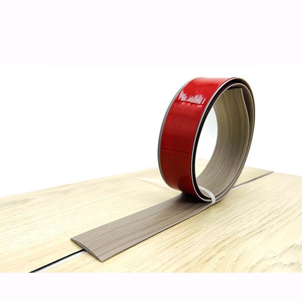 Self Adhesive Flat Floor Transition Strip, PVC Laminate Floor Strip Carpet Transition Strip Floor Threshold Divider Strips, Flooring Edge Trim (1, Grey Wood, 4CM/6.56FT)