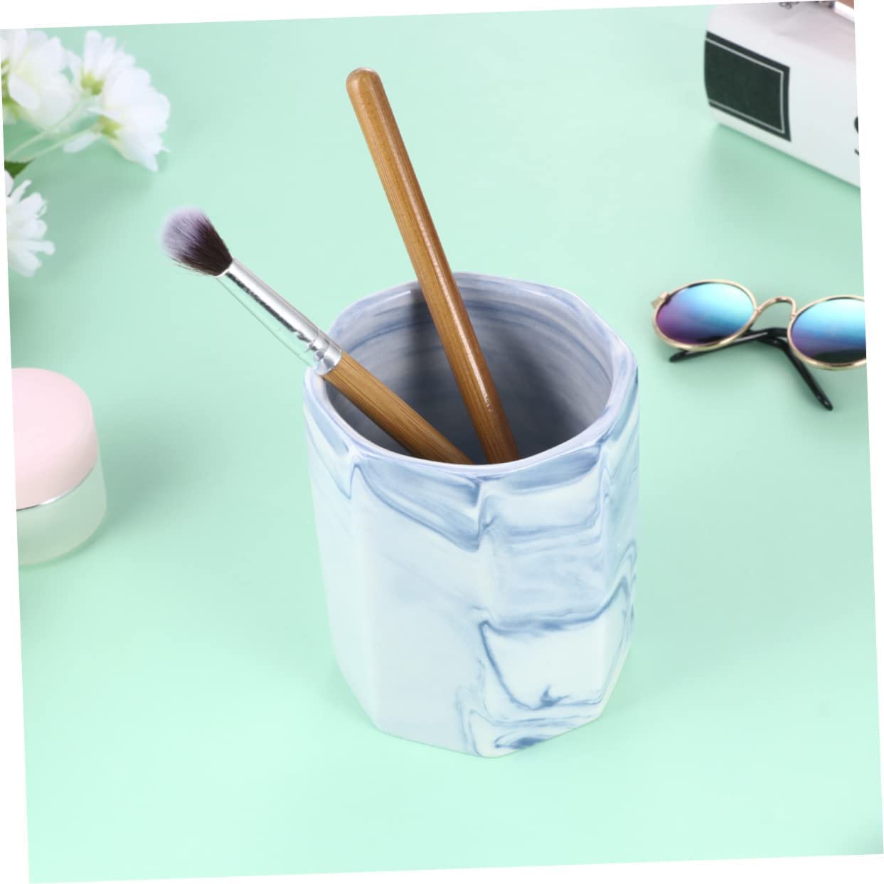 Porte-stylo Pot à crayons Fournitures de bureau Organisateur de stockage Porte-conteneurs Bureau Nordique Gris Fournitures Tasse de bureau Conteneur de stylo en céramique Bureau Cas d'école Décoration