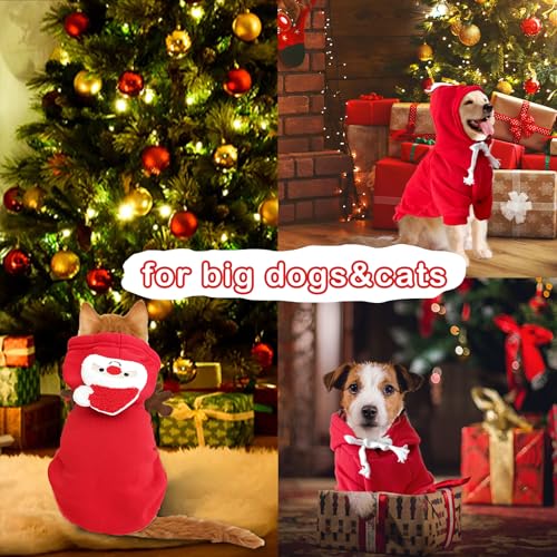 Hunde Weihnachtskostüm, Hundekostüm Weihnachten, Hundemantel für 4.5-8kg Groß Mittel Große Hundebekleidung Weihnachtsmütze, Weihnachtsmann Rentier Kostüm für Hunde, Weihnachtspullover Haustier Hoodie