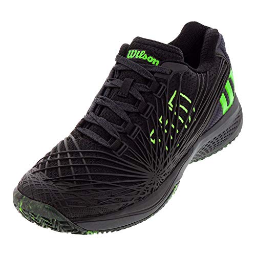 Wilson KAOS 2.0 Tennis Shoes, Black/Ebony/Green Gecko, 8.5