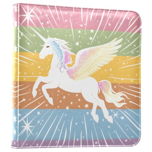 JIPONI Winged Unicorn Large Photo Album, DIY Leather Cover Scrapbook Albums for 4x6 5x7 6x8 Pictures, Self Adhesive Memory Book for Wedding, Baby, Family