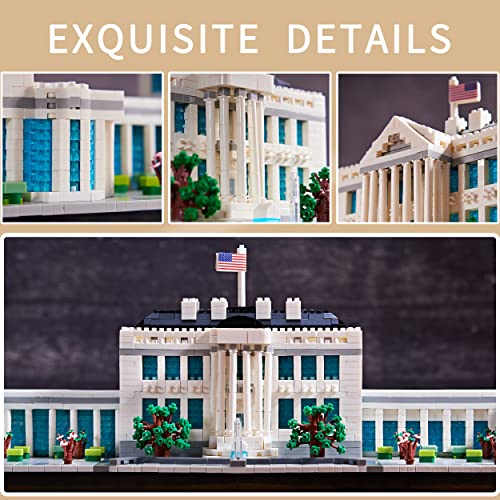 Image of Gift Architecture: The White House Model Building Set - Engaging Micro Block Kit with 3520pcs - Perfect for Adults - Aesthetically Pleasing Collectible Gift